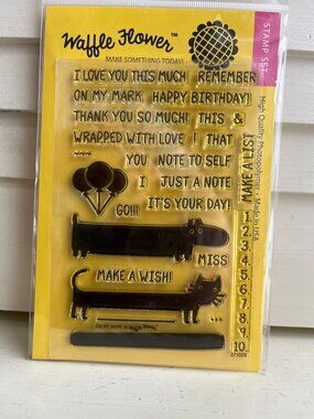 NEW Waffle Flower On My Mark Clear Stamp and Die cut set dog cat balloon